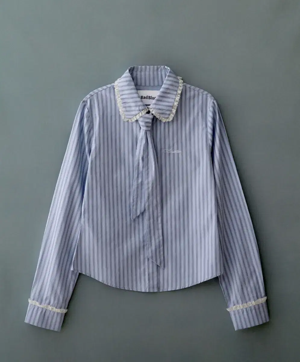 배드블루 셔츠 Stripe Lace Tie Shirt Blue 판매